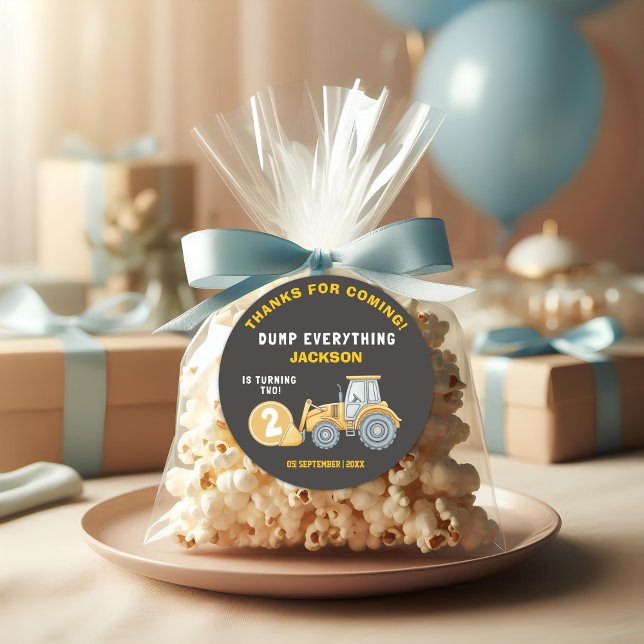 "DUMP EVERYTHING! Construction Birthday 2 Classic Round Sticker (Creator Uploaded)