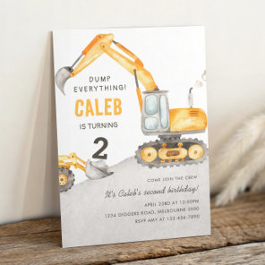 Dump Everything Construction Truck 2nd Birthday Invitation