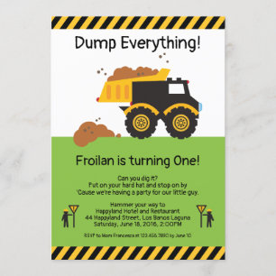 Dump Everything Dump Truck Birthday Invitation