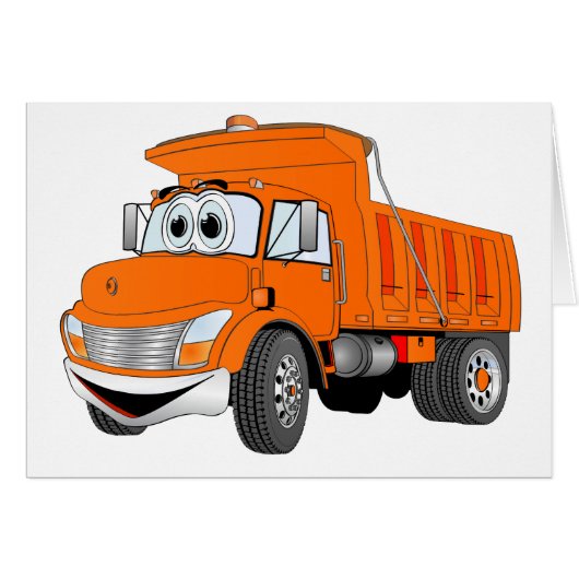Dump Truck 2 Axle Orange Cartoon Cards (Front Horizontal)