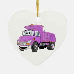 Dump Truck 2 Axle Purple Cartoon Ceramic Ornament