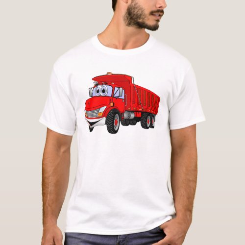 Dump Truck 3 Axle Red Cartoon T_Shirt