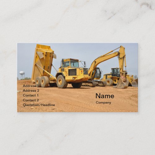 dump truck and backhoe business card