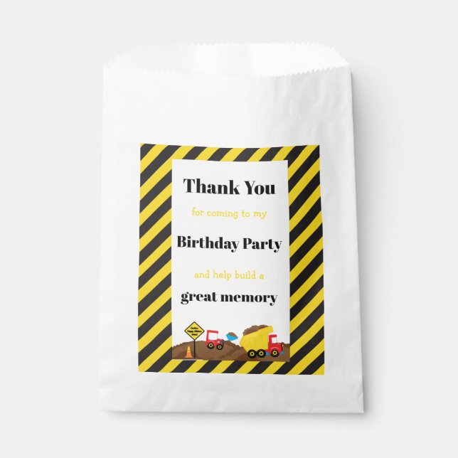 Dump Truck and Digger Favor Bag (Front)