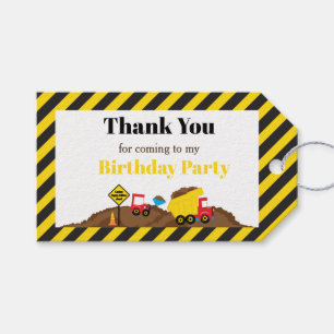 Dump Truck and Digger Gift Bag Tag