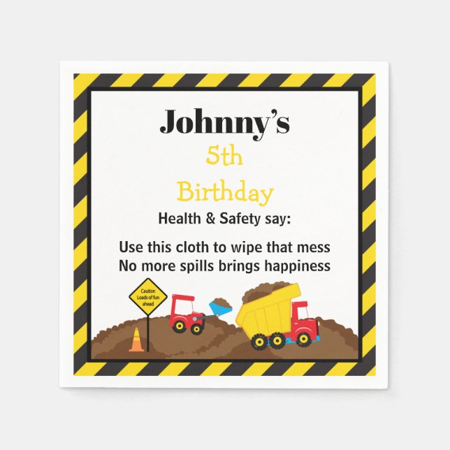 Dump Truck and Digger Napkins (Front)