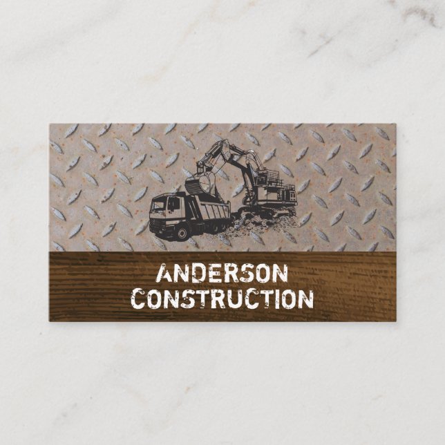 Dump Truck and Excavator Steel Business Card (Front)