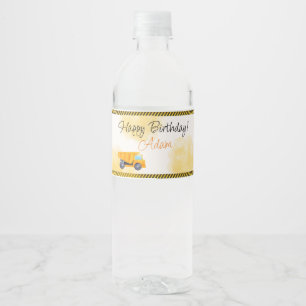 Dump Truck Birthday Party Water Bottle Label