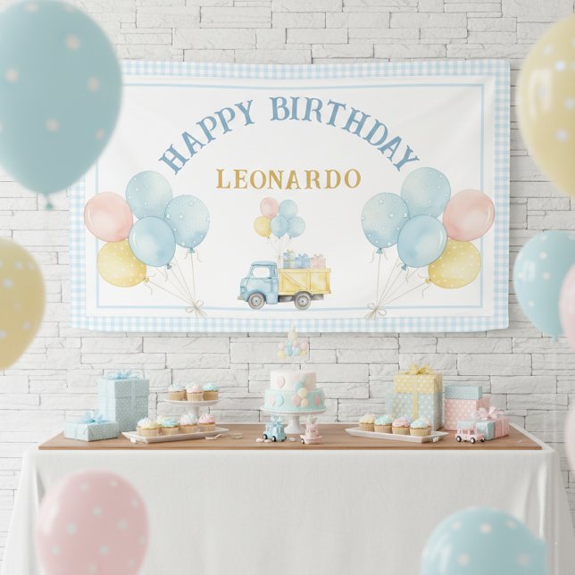 Dump Truck Boy First Happy Birthday Party  Banner (Creator Uploaded)