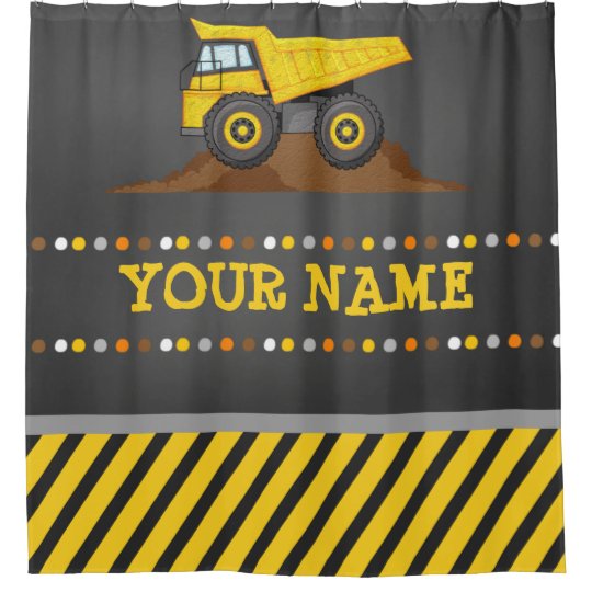 Dump Truck Boys Bathroom Shower Curtain With Name Zazzle Com