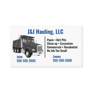 Dump Truck Business Card