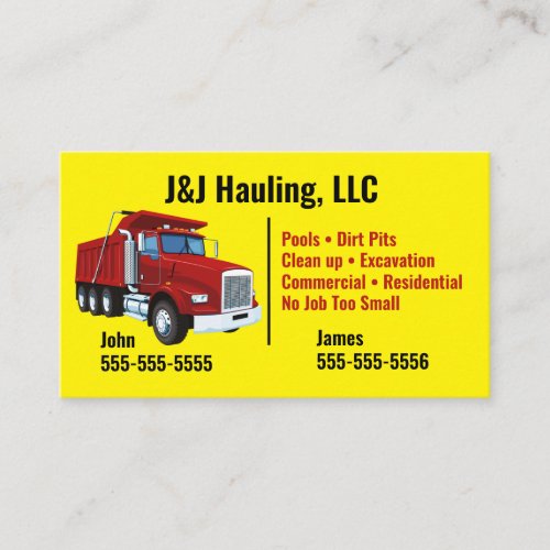 Dump Truck Business Card 