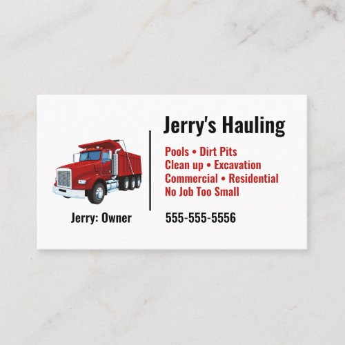 Dump Truck Business Card