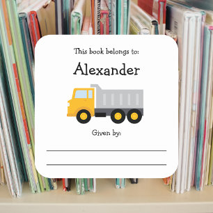 Dump Truck children's bookplate with message