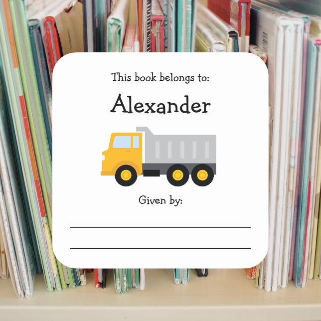 Dump Truck children's bookplate with message (Creator Uploaded)