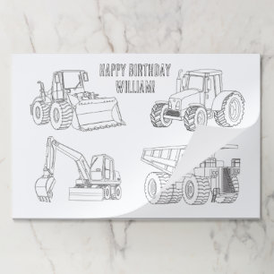Dump Truck Coloring Paper Placemat