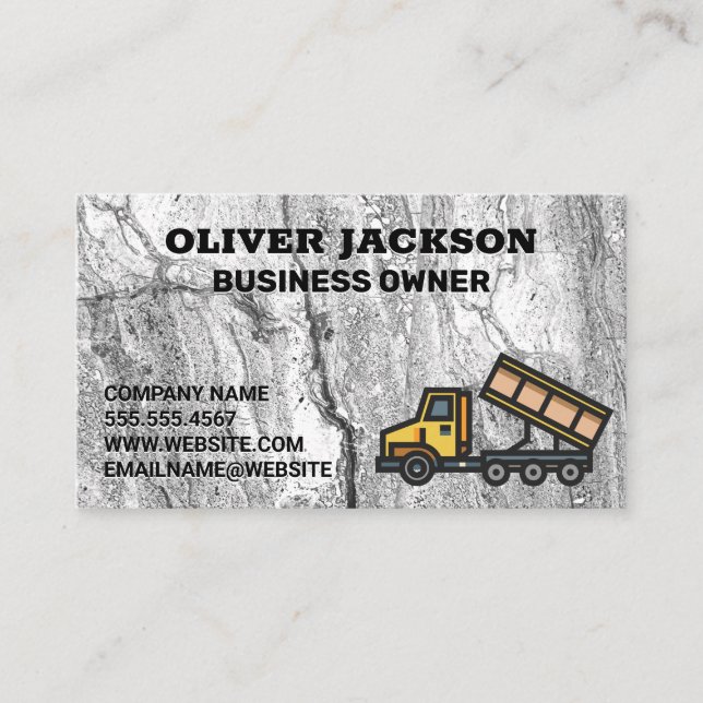 Dump Truck | Concrete Rock Texture Business Card (Front)