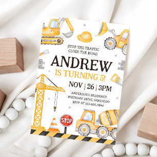 Dump Truck Construction 3rd Birthday Invitation