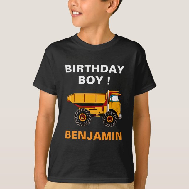 Dump Truck Construction Birthday Party T-Shirt (Front)