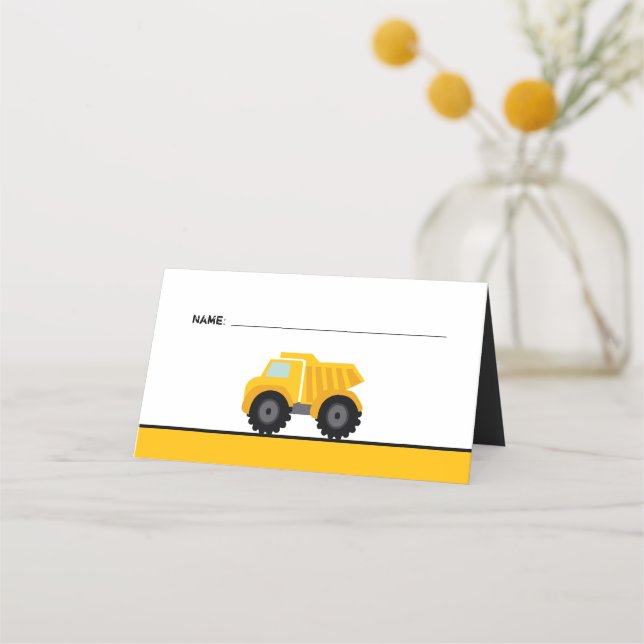 Dump Truck Construction Birthday Place Card (Front)