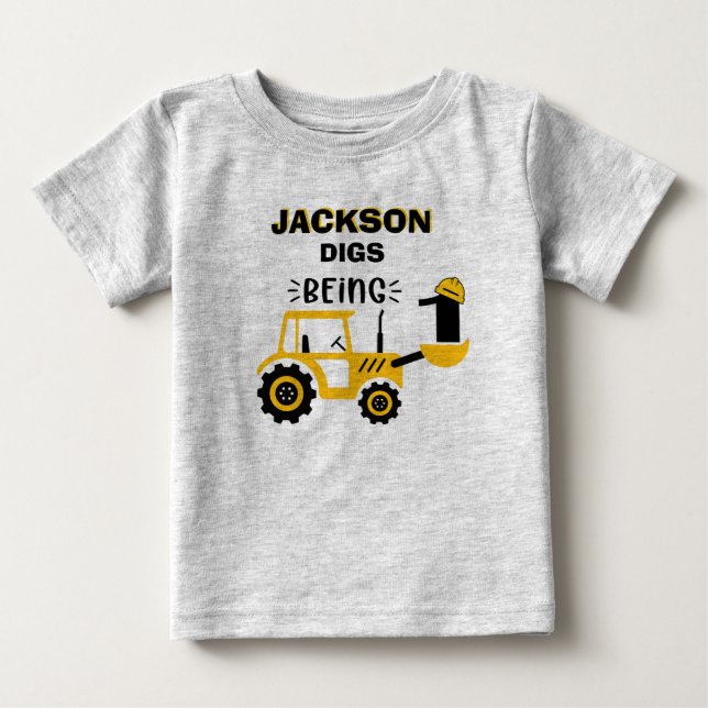 Dump Truck Construction Boys First Birthday Baby T-Shirt (Front)