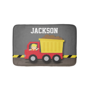 Dump Truck Construction Builder Boys Room Decor Bathroom Mat
