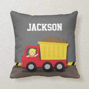 Dump Truck Construction Builder Boys Room Decor Throw Pillow