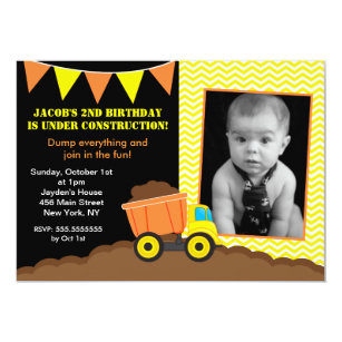 dump truck birthday invitations zazzle