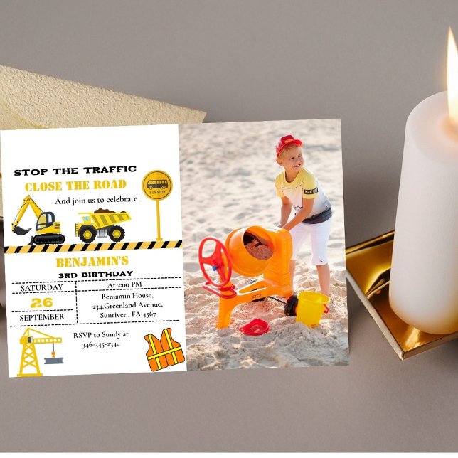 Dump truck construction theme birthday invitation (Creator Uploaded)