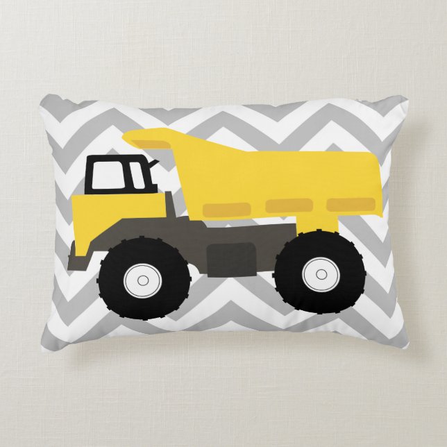 Dump Truck Construction Trucks Accent Pillow (Front)