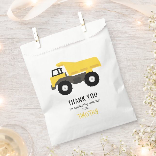 Dump Truck Construction Trucks Birthday Party Favor Bag (Clipped)