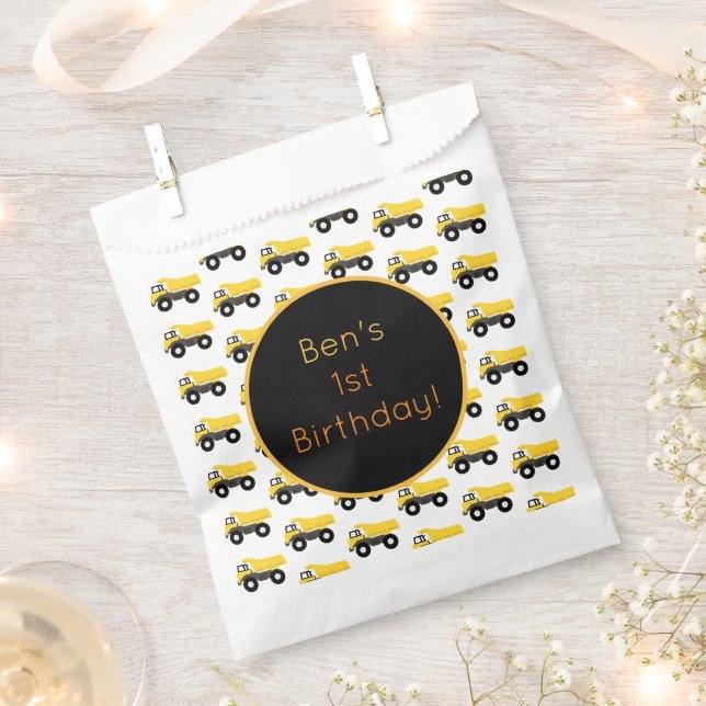 Dump Truck Construction Trucks Favor Bag (Clipped)