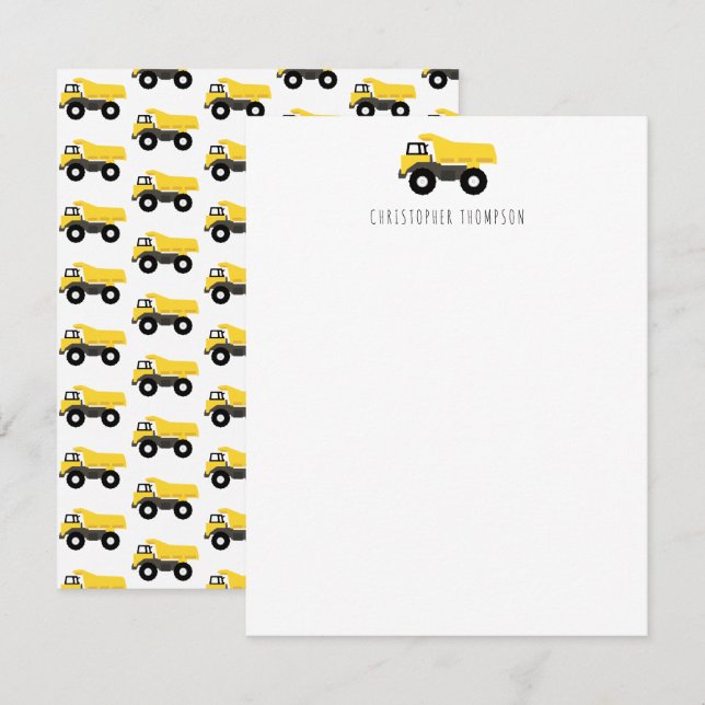 Dump Truck Construction Trucks Kids Children's  Note Card (Front/Back)