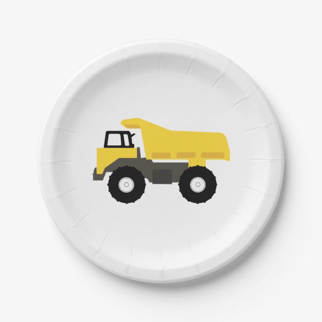 Dump Truck Construction Trucks Paper Plates (Front)