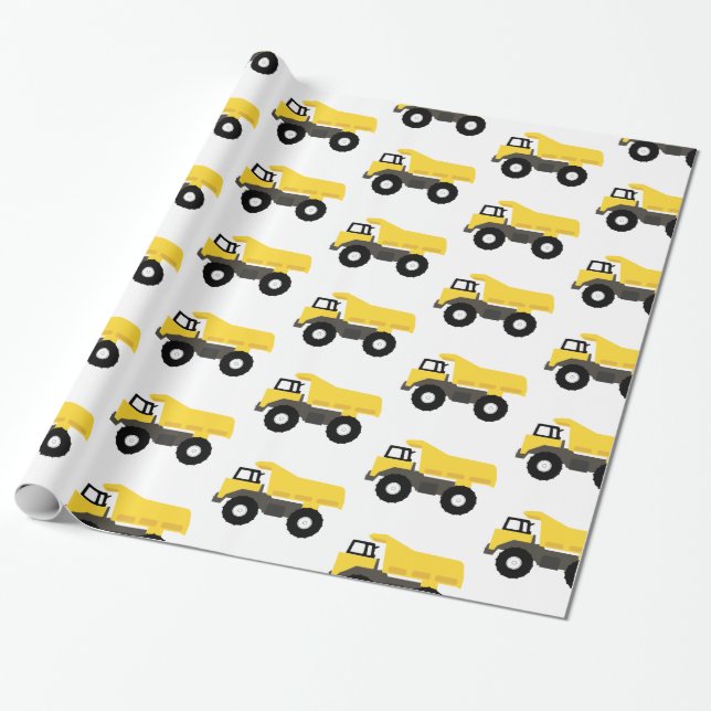 Dump Truck Construction Trucks Wrapping Paper (Unrolled)