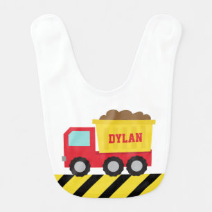 Dump Truck, Construction Vehicle for Baby Boy Bib