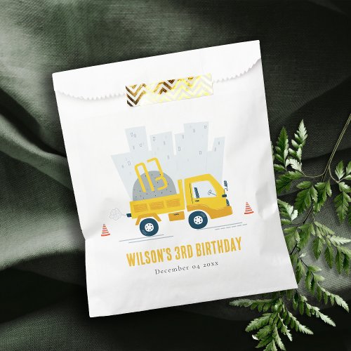 Dump Truck Construction Vehicle Kids Birthday Favor Bag