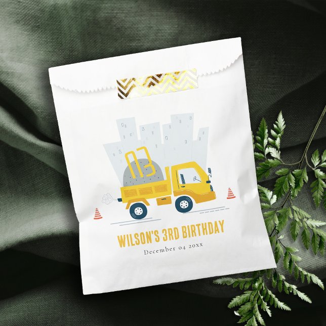 Dump Truck Construction Vehicle Kids Birthday Favor Bag (Creator Uploaded)