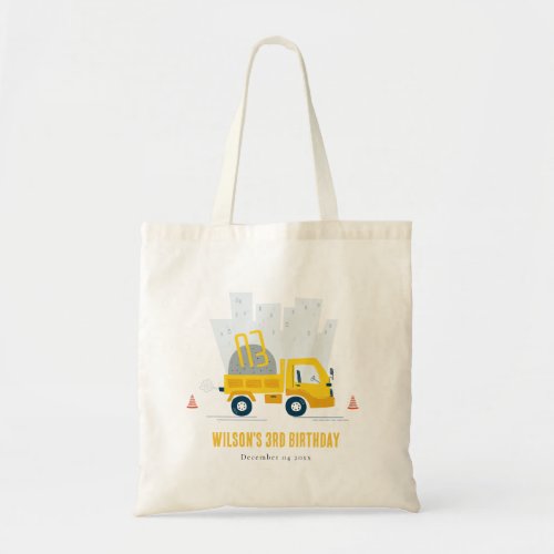 Dump Truck Construction Vehicle Kids Birthday Tote Bag