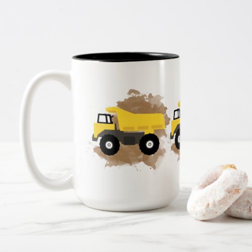 Dump Truck Construction Vehicle Mud  Two_Tone Coffee Mug