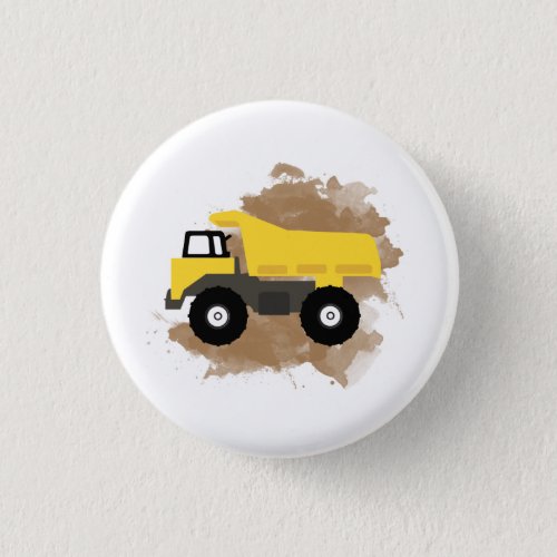 Dump Truck Construction Vehicle Mud Watercolor Button