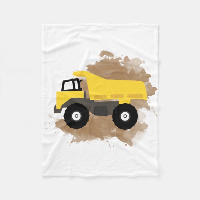 Dump Truck Construction Vehicle Mud Watercolor Fleece Blanket (Front)