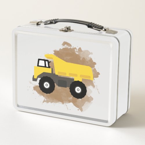 Dump Truck Construction Vehicle Mud Watercolor Metal Lunch Box