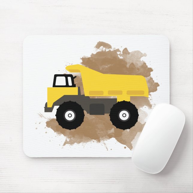 Dump Truck Construction Vehicle Mud Watercolor Mouse Pad (With Mouse)