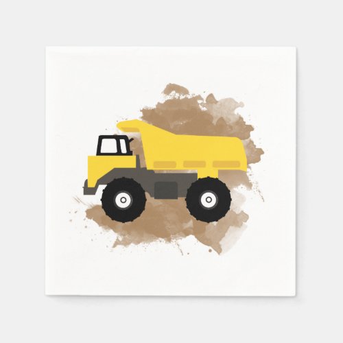 Dump Truck Construction Vehicle Mud Watercolor Napkins