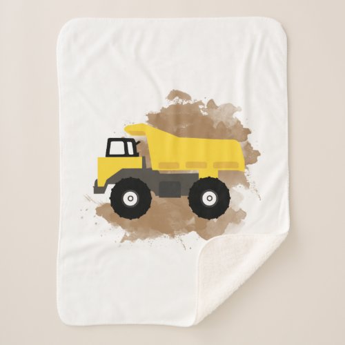 Dump Truck Construction Vehicle Mud Watercolor Sherpa Blanket