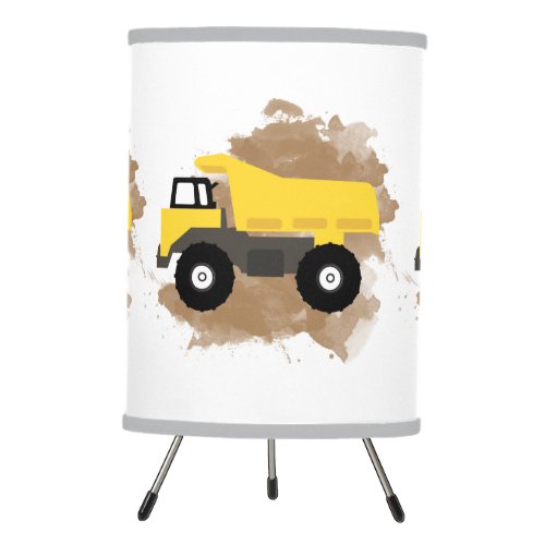 Dump Truck Construction Vehicle Mud Watercolor Tripod Lamp
