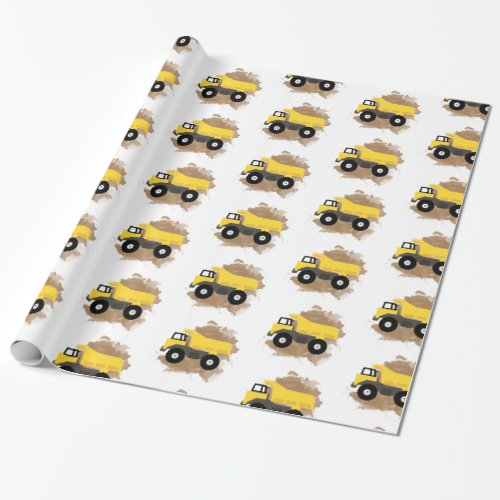 Dump Truck Construction Vehicle Mud Watercolor Wrapping Paper
