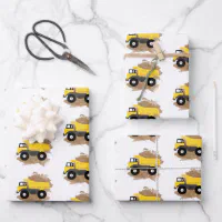 Watercolor Construction Vehicles Wrapping Paper