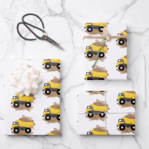  CakeSupplyShop Celebrations Construction Dump Truck and  Vehicles Gift Wrap Wrapping Paper 12feet Folded with Gift Tags : Health &  Household